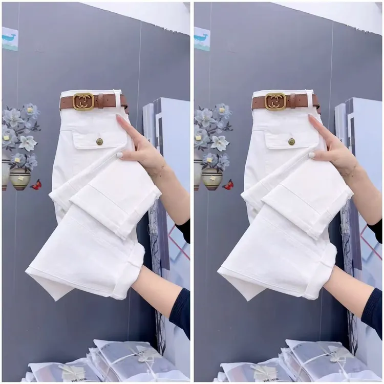 水洗棉牛仔裤春季新款百搭显瘦休闲裤女小脚直筒高腰白色裤子