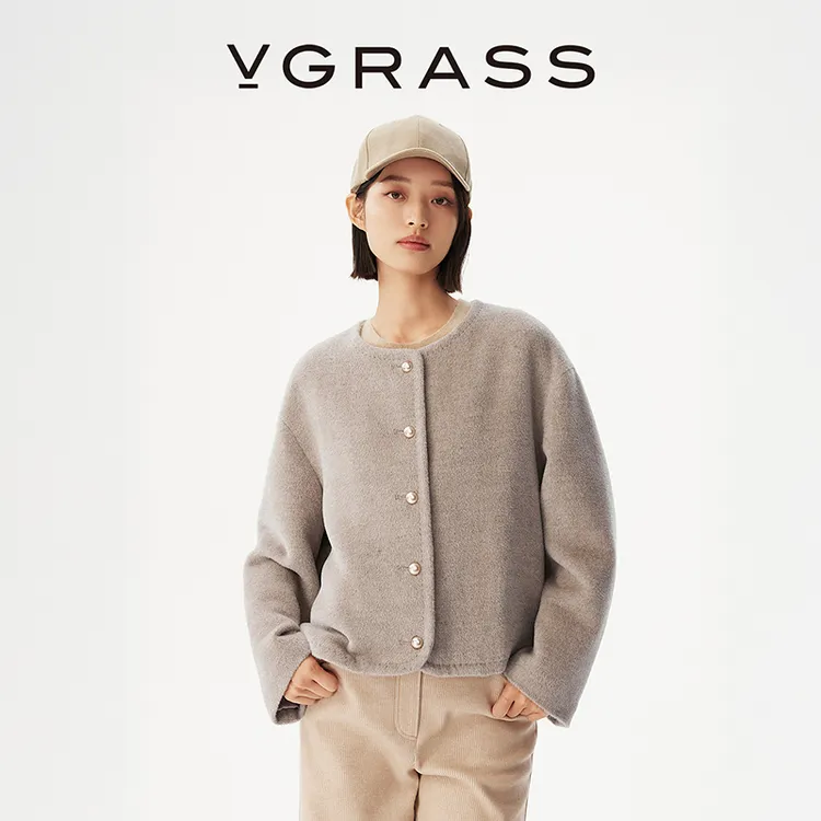 【皇室婴驼】VGRASS羊驼毛混纺毛呢外套大衣VSD1Q4340X