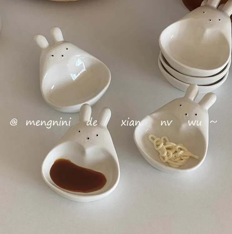 卡通小兔子蘸料碟ins家用调味碟醋碟番茄酱小吃碟油醋汁碟餐厅用