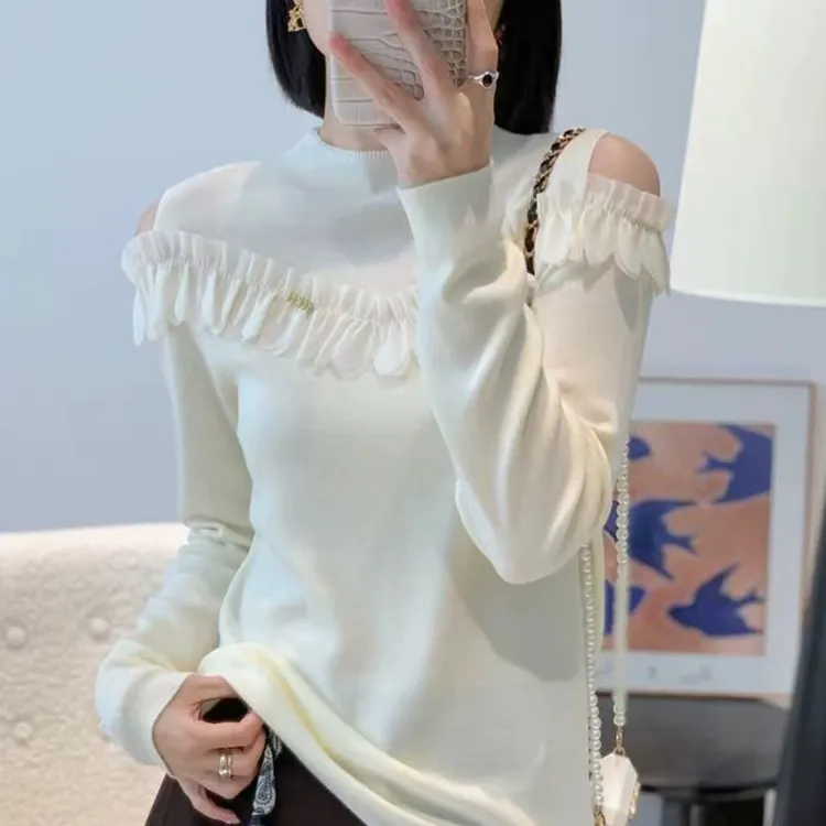 2025秋季 高级感品质 羊毛针织衫女人味 时尚 露肩小女人气质