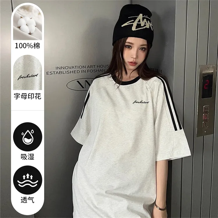2025新爆款夏季纯棉t恤女短袖设计感小众美式宽松半袖体恤上衣服
