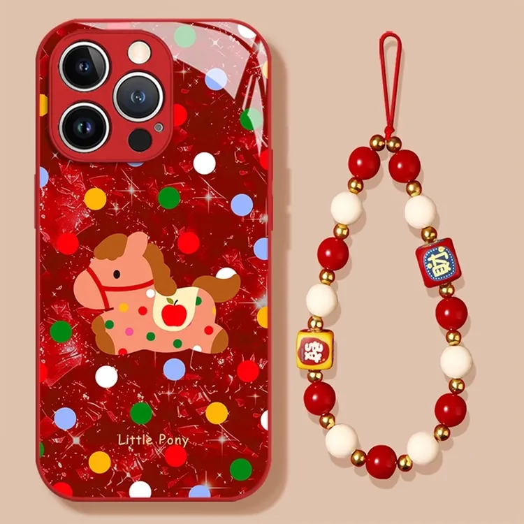 波点小马适用苹果17玻璃手机壳新款华为小众OPPO高级小米vivo防摔