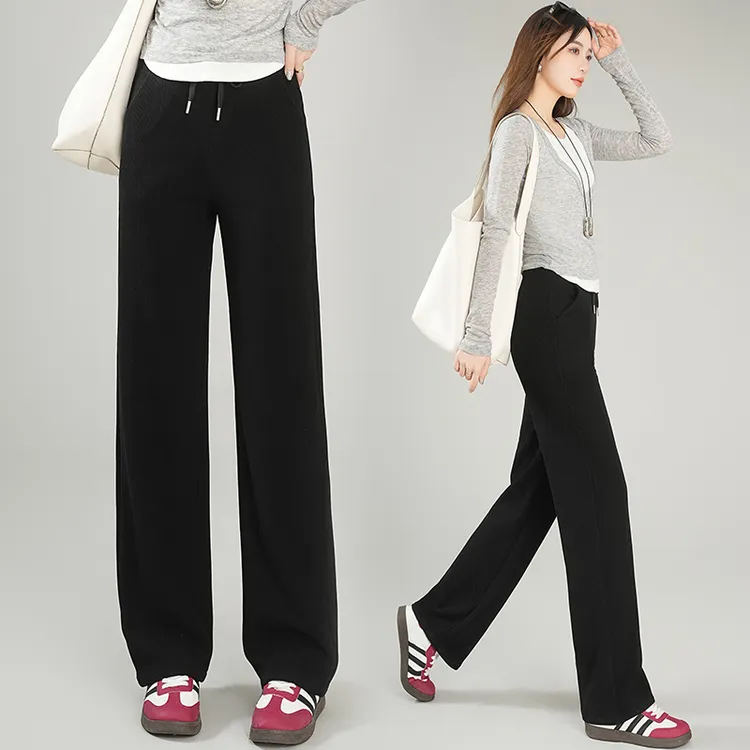 【桑蚕丝+羊毛】秋冬季休闲直筒裤 松紧舒适高腰显瘦保暖不闷热B569