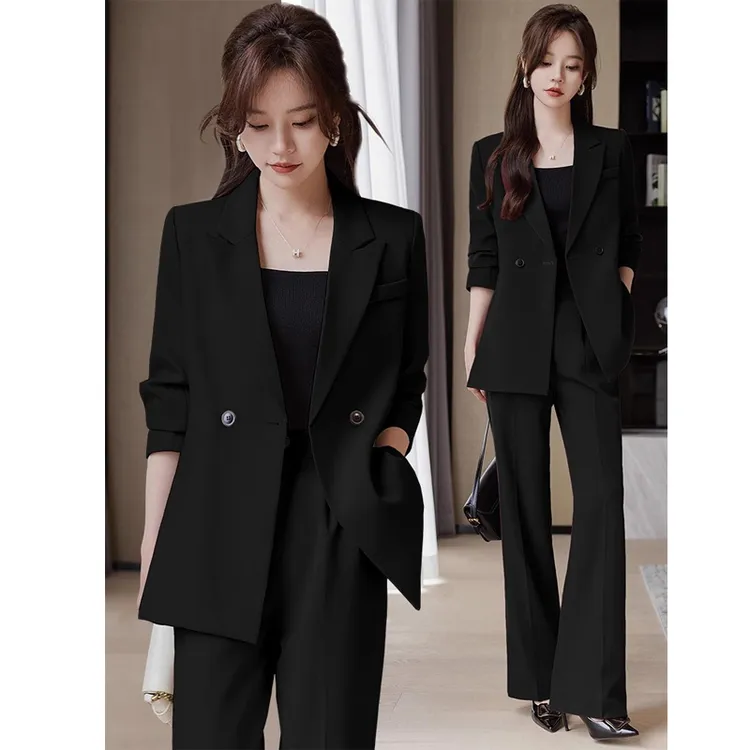 黑色西装套装女职场高级感2025新款气质女士正装韩版慵懒风职业装