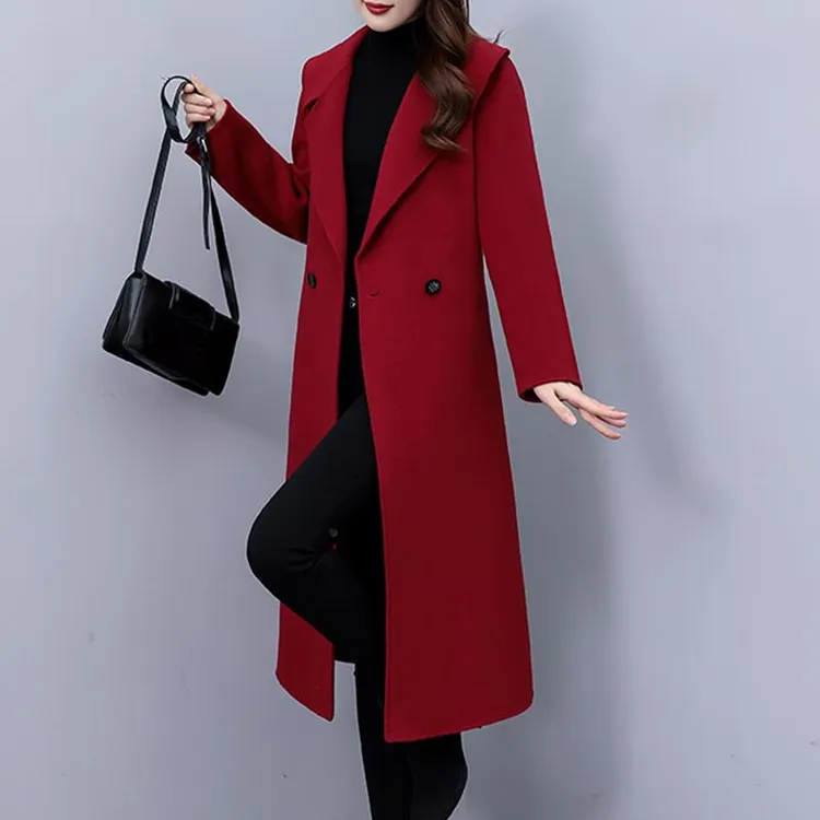 本命年红色毛呢外套女士装2025新款爆款秋冬款长款呢子大衣高级感