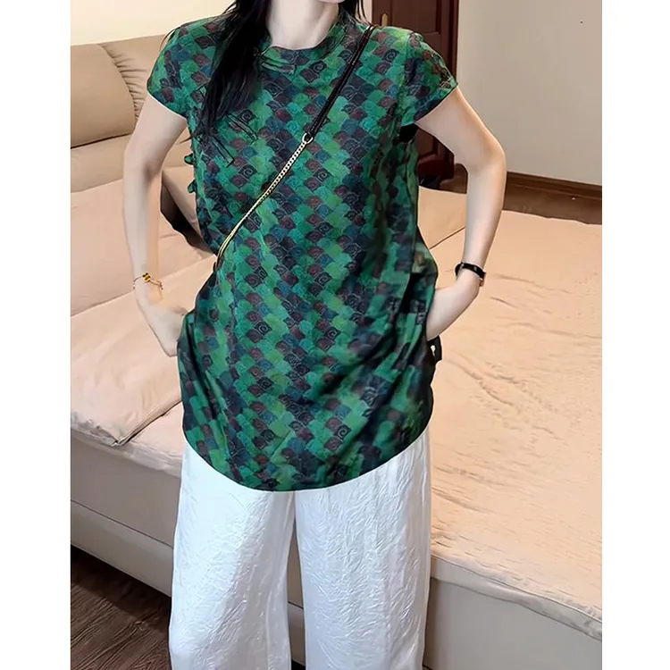 2025夏季薄款女装新中式国风背心小衫设计感刺绣重工宽松衬衫上衣