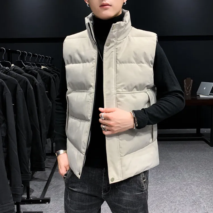 纯色厚款秋冬立领男士马甲工装风棉服宽松型常规款8027