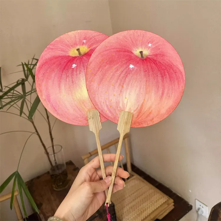 水果扇2025新款夏日清凉手绘风苹果西瓜团扇高颜值扇子蒲扇送闺蜜