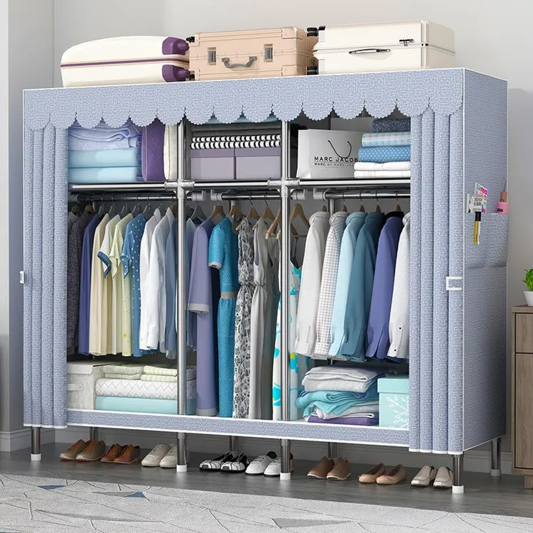 长62/105/130cm145宽45高170简易衣柜组装全钢架结实耐用小布衣柜