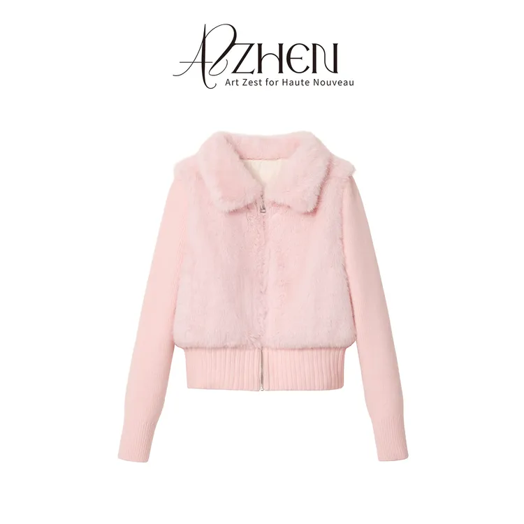 AZZHEN【柔雾绒绒】设计感毛毛针织羽绒服90白鸭绒外套AZ5PYW21-YW