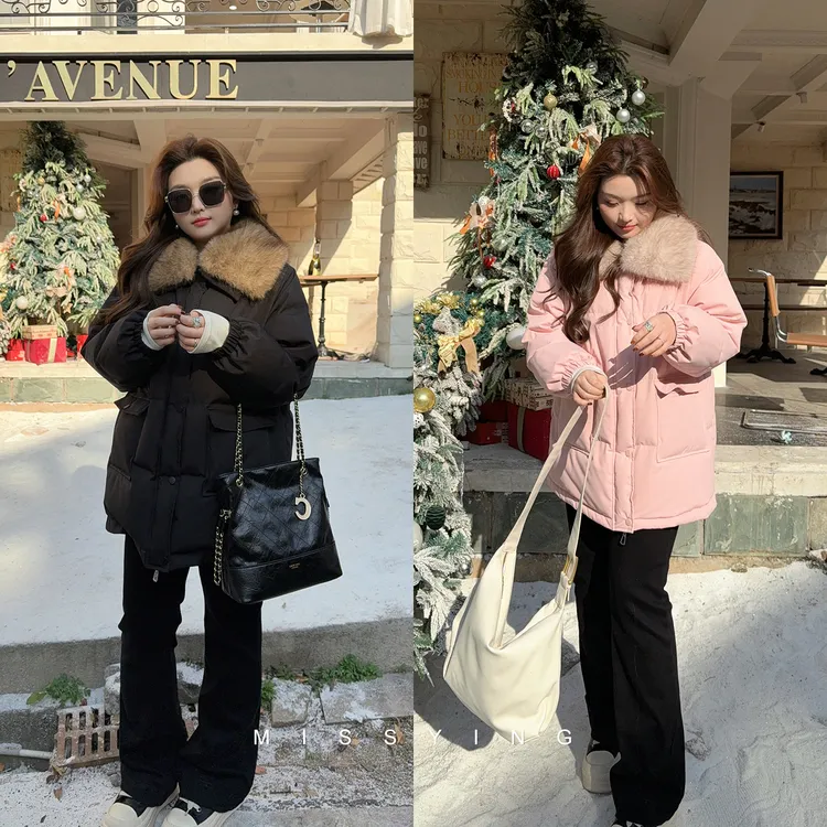 应小姐【琥珀糖霜】微胖大码冬季显瘦加厚宽松短款90白鸭绒羽绒服