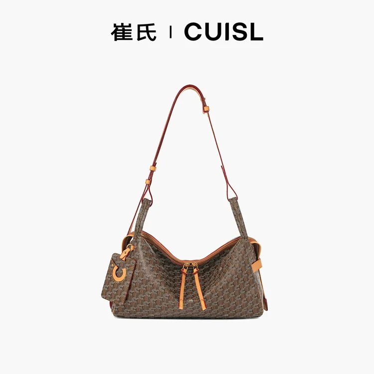 CUISL/崔氏皮艺机车包单肩斜挎百搭时尚经典老-花色轻奢GB02093