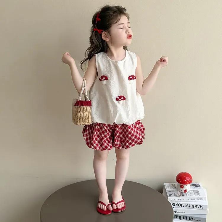 女童套装2025新款无袖洋气夏装儿童背心两件套宝宝夏季短裤