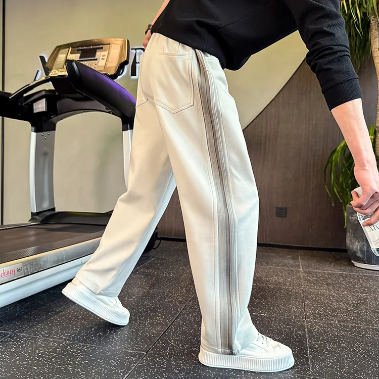潮牌撞色休闲裤男款秋冬季裤子重磅弯刀男裤2025新款痞帅运动卫裤