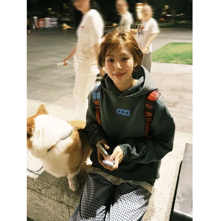 深灰色美式复古字母刺绣卫衣男款秋季潮牌重磅连帽衫情侣高街外套
