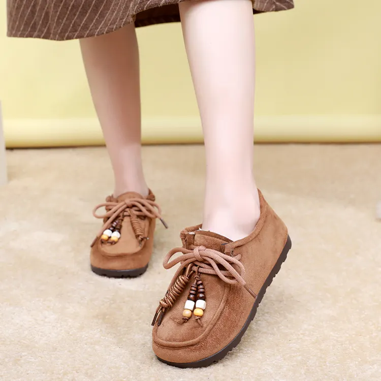 软底加绒保暖女士棉鞋2025秋冬季百搭豆豆鞋袋鼠鞋时尚休闲勃肯鞋