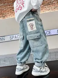 200048 童装男童休闲牛仔裤2025秋季宝宝韩版潮酷宽松洋气牛仔裤