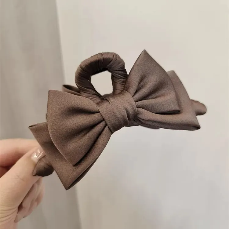 咖色美翻缎面黑色发抓鲨鱼夹女发夹后脑勺盘发抓夹韩国ins刘海夹