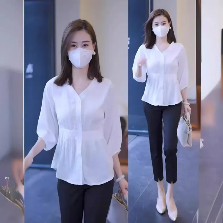 衬衣防晒女夏季薄款2025胖妈妈收腰遮肚子时尚宽松显瘦设计感减龄