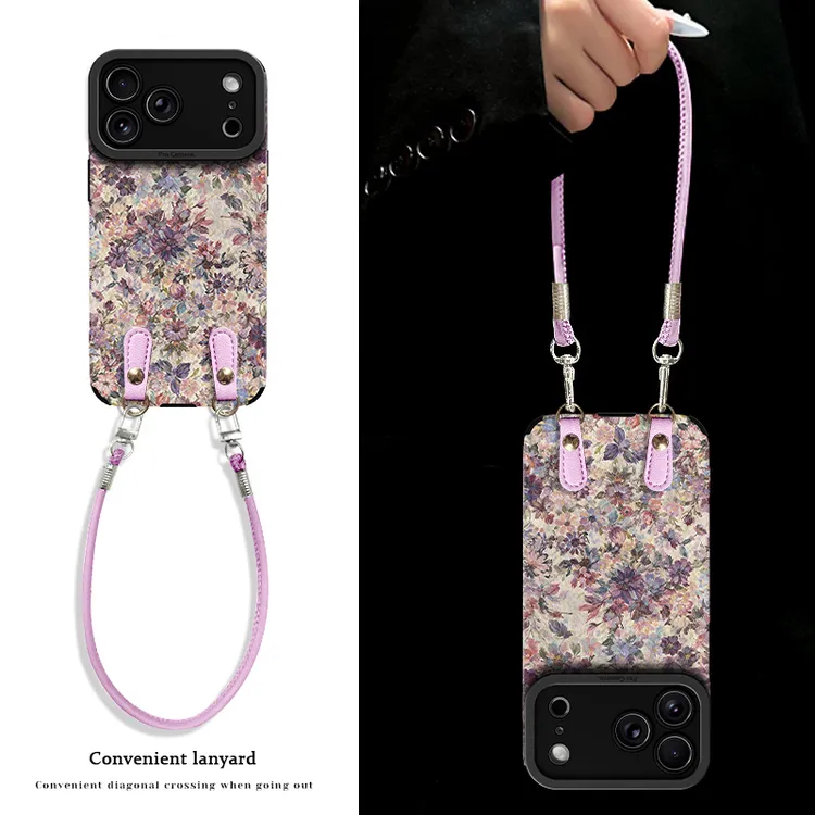 花漾浅梦手机壳适用于苹果17/华为/oppo/vivo网红个性新款小羊皮