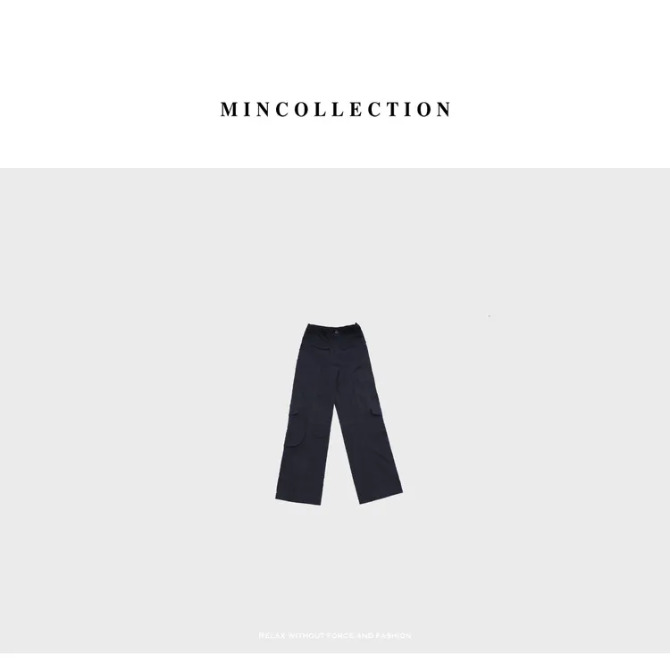 DE Mincollection抽绳工装裤/24春多口袋显瘦工装直筒休闲裤30531