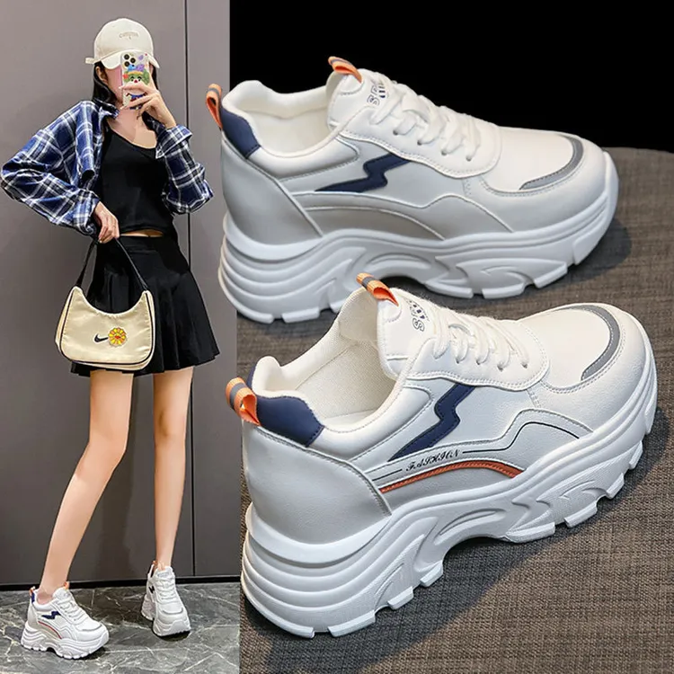 春秋新款百搭厚底增高时尚潮酷老爹风小白鞋小个子必备ins风潮流