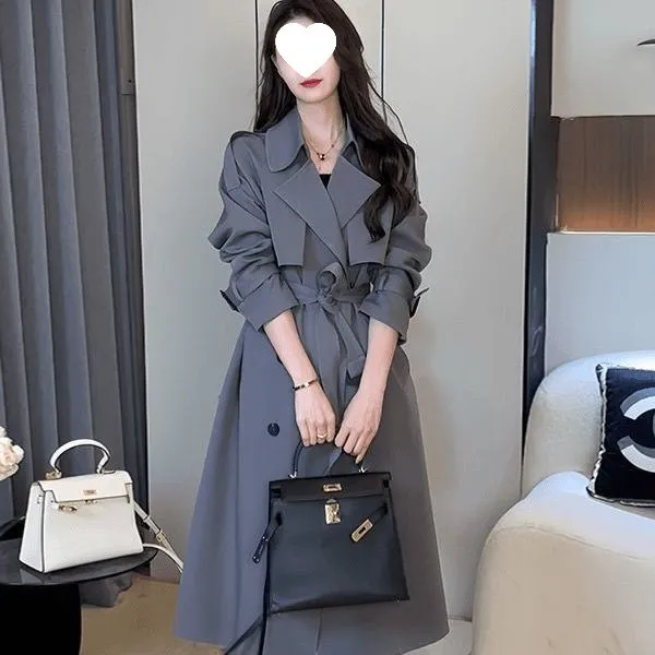 风衣洋气2025中长款新款气质中长款大衣春秋小个子英伦休闲外套女