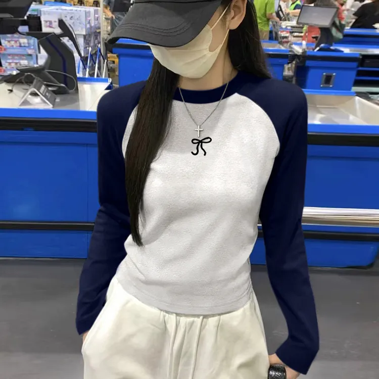 2025秋季新款小个子长袖t恤女修身显瘦时尚设计感长袖打底衫内搭