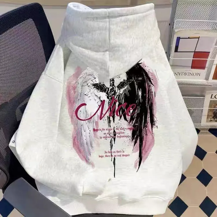 男女童休闲连帽卫衣儿童印花秋冬新款潮流中大童长袖宽松运动上衣