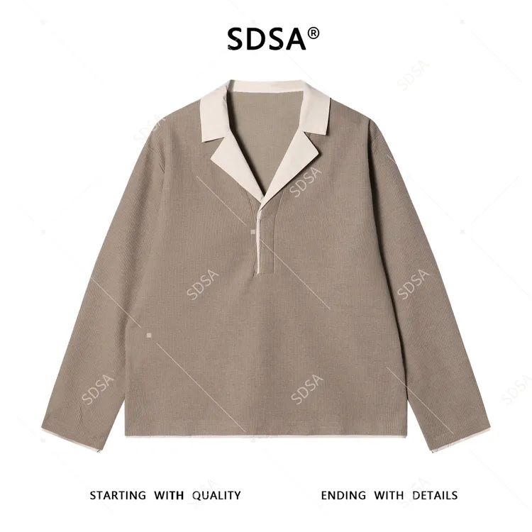 SDSA男士秋冬新款痞帅男装潮牌撞色拼接翻领卫衣百搭时尚套头上衣