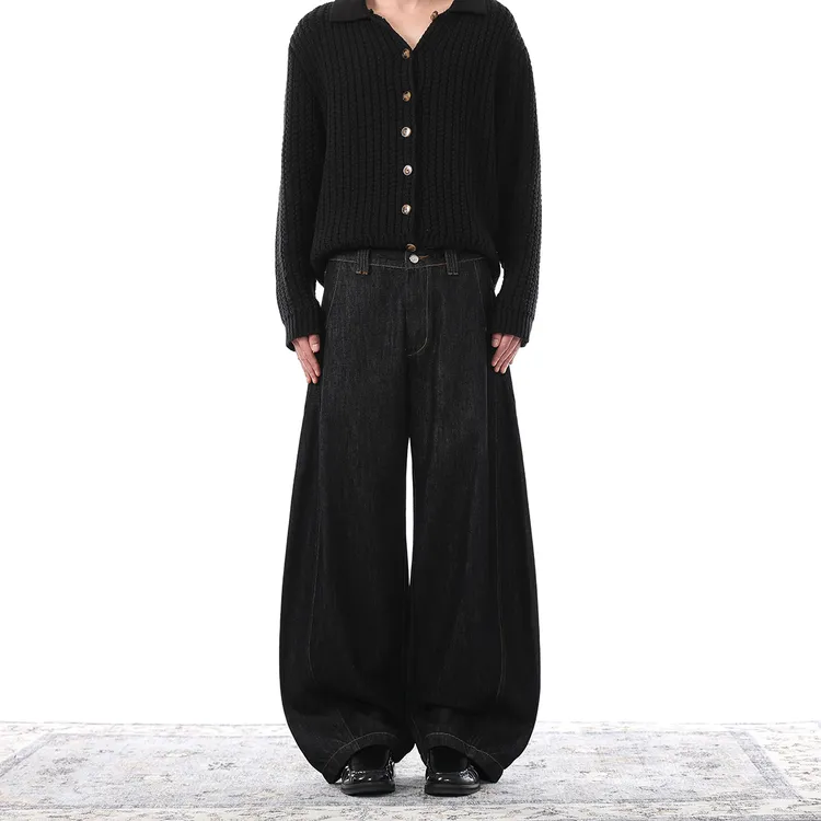 Jaaniste原牛直筒牛仔裤男款秋冬款纯色复古直筒百搭宽松阔腿裤子