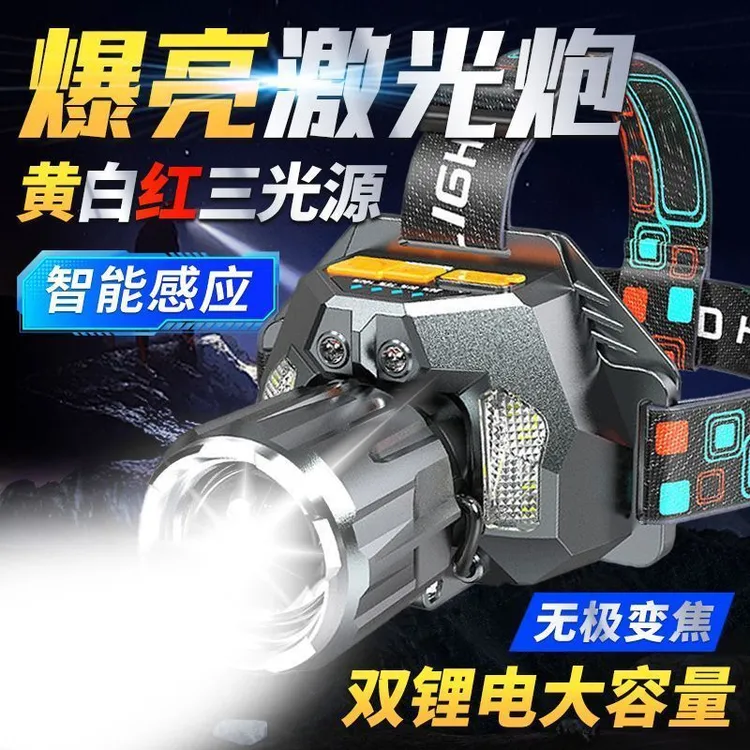 户外白强光夜钓远射手居家电筒超亮头戴式矿灯照明头灯