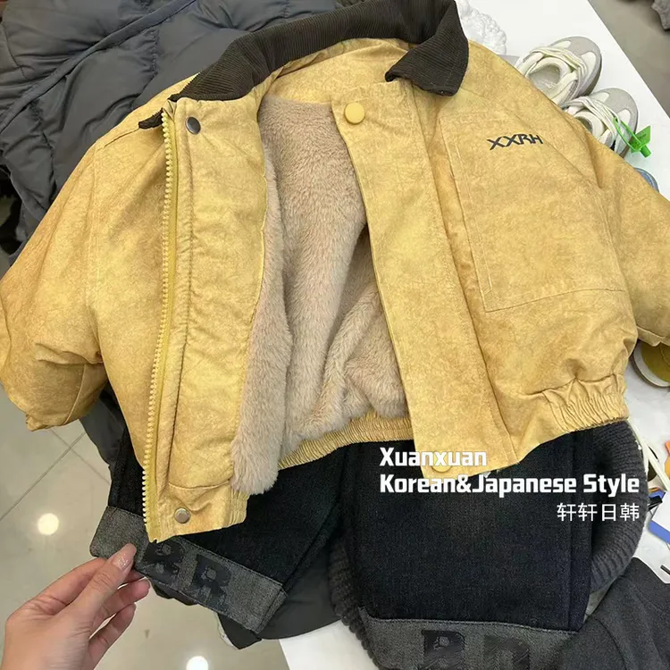 2025年韩国童装男童超好看套装秋冬季韩版加绒加厚儿童帅气上衣