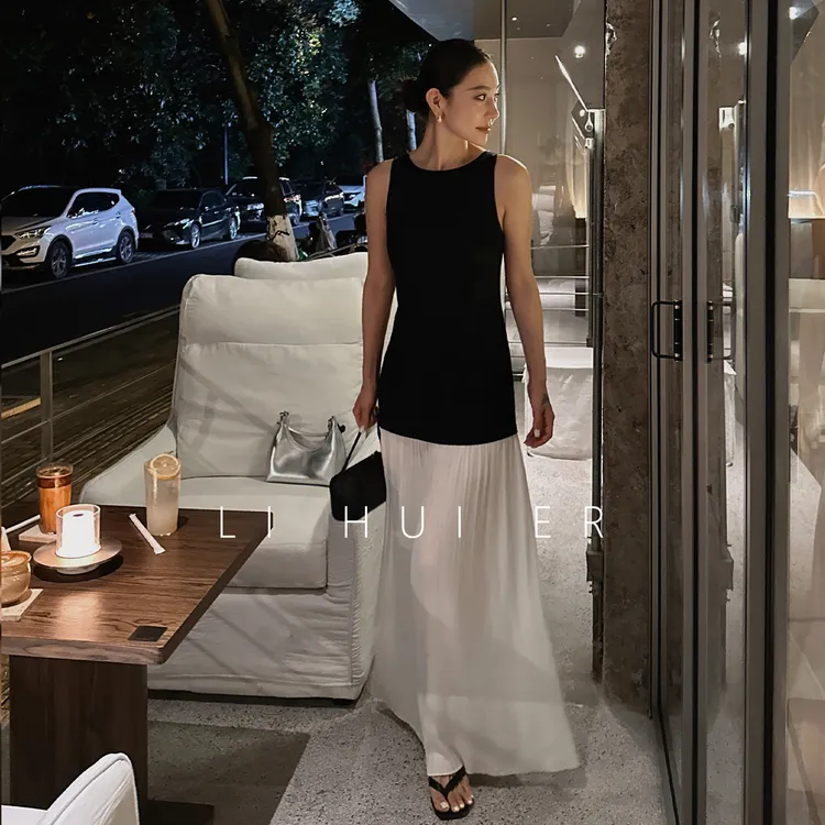 LiHuiEr李慧儿【莫奈绮梦】 夏款显瘦百搭休闲无袖连衣裙YC-607