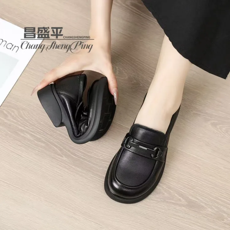 QG7288【新款乐福鞋】头层牛皮低跟软底舒适百搭厚底女士秋季单鞋