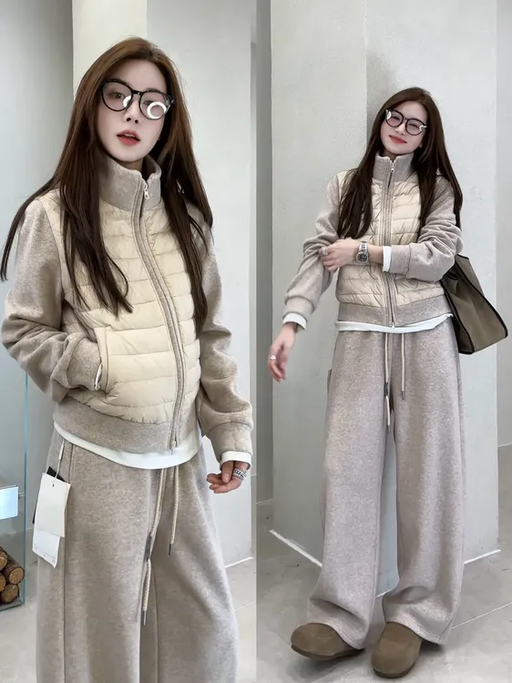 月月 2025冬季自留套装秋冬羽绒套装百搭休闲裤两件套 2511C8264