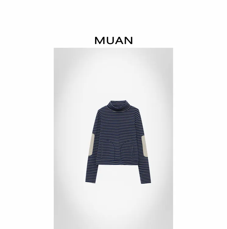 木岸MUAN：《杜可夫卫衣T》定制条纹宽松百搭上衣长袖女CQ-MJ-F8605