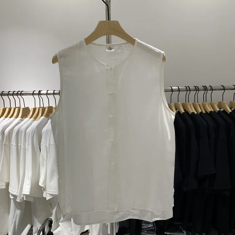 高端定制亚麻100立领盘扣男薄款中国风背心设计师马甲简约上衣