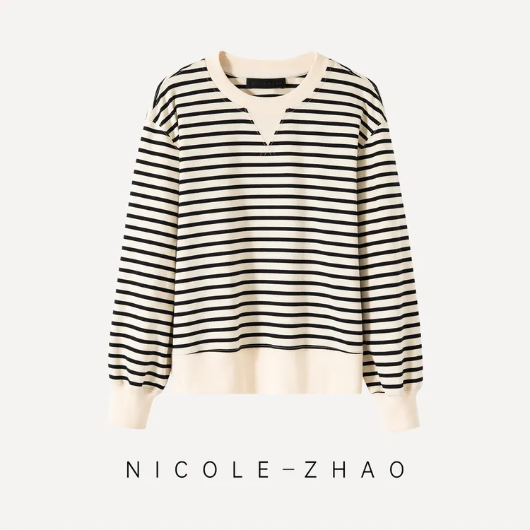 5NCT003【条纹控】【贵姐NICOLE】时尚百搭进口条纹衫条纹卫衣