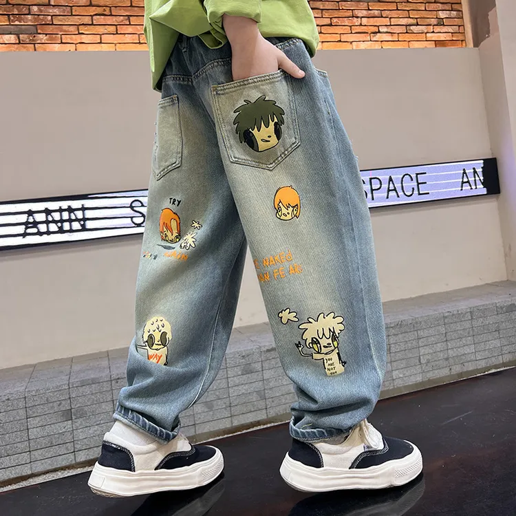 男童牛仔裤春秋款2025新款儿童秋装裤子中大童秋季长裤洋气酷帅潮