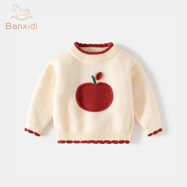 班喜迪女童毛衣春秋2025新款洋气女宝宝针织毛线加绒上衣儿童童装