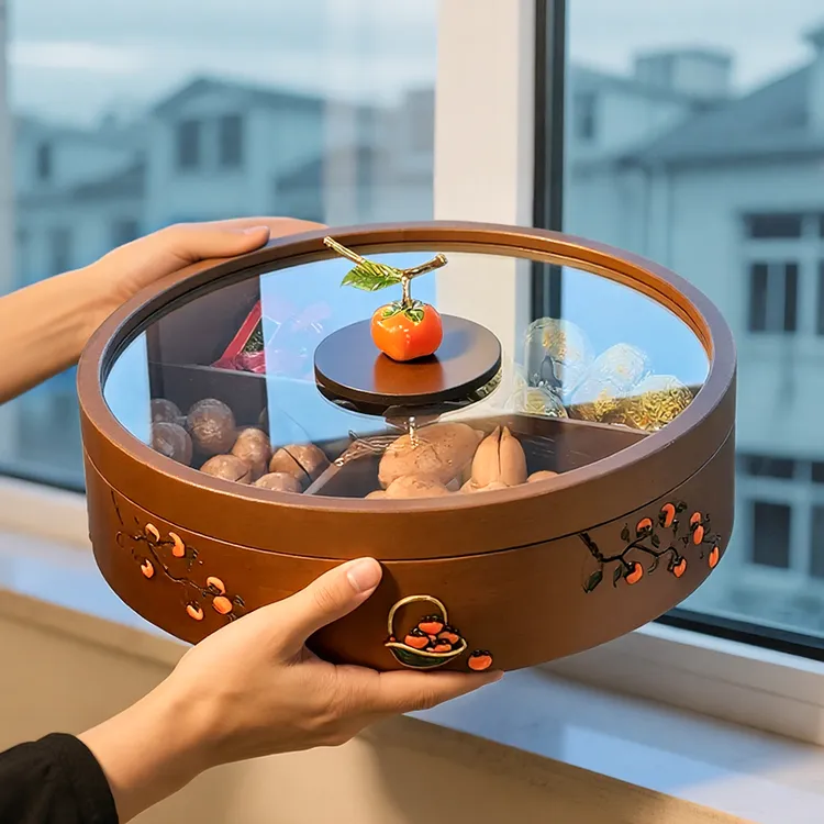 2025新款实木干果盘高档大气高颜值客厅茶几家用零食摆放盘干果盒