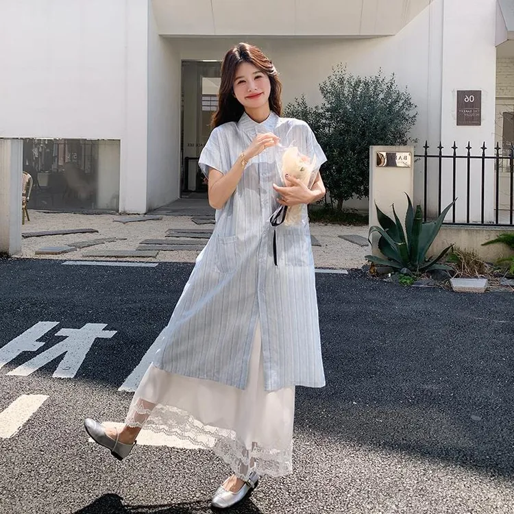 法式衬衫连衣裙两件套女夏季今年流行独特漂亮绝美韩系ootd一整套