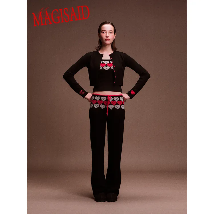 【针织家居】magisaid*冬季假日限定针织复古提花吊带开衫俩件套