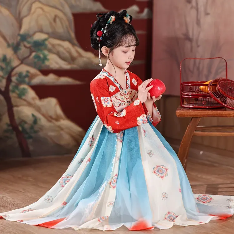 【宠粉】女童汉服襦裙春秋季敦煌飞天古装唐装汉服女童中式儿童童装