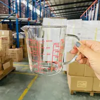 红色刻度耐热玻璃量杯打蛋杯送打蛋器500ml