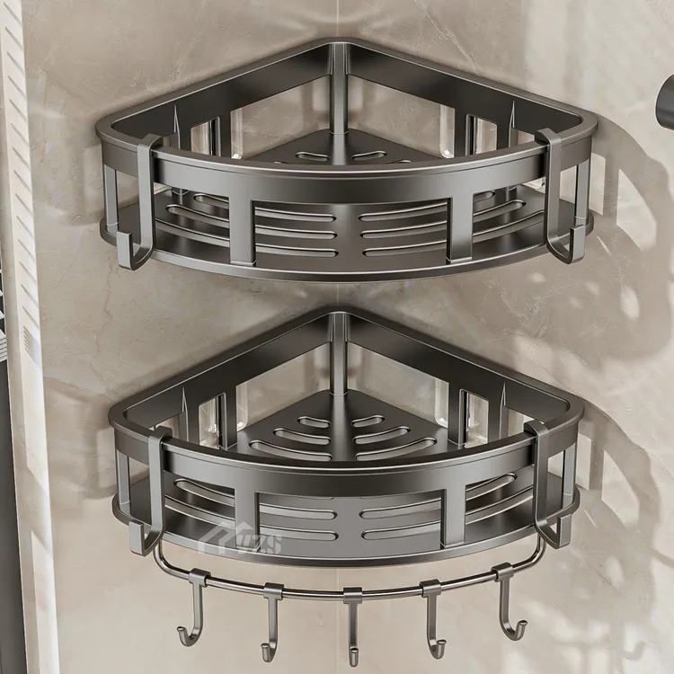 卫浴三角置物架卫生间壁挂式浴室架免打孔洗澡间免打孔三角置物架