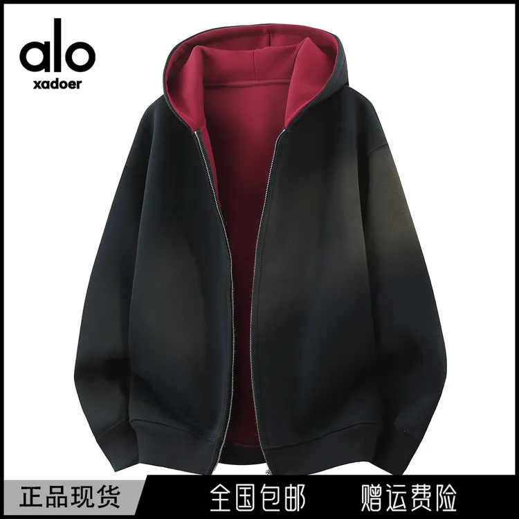 Aloxadoer秋季新款男士拼色卫衣休闲潮流百搭情侣同款连帽卫衣