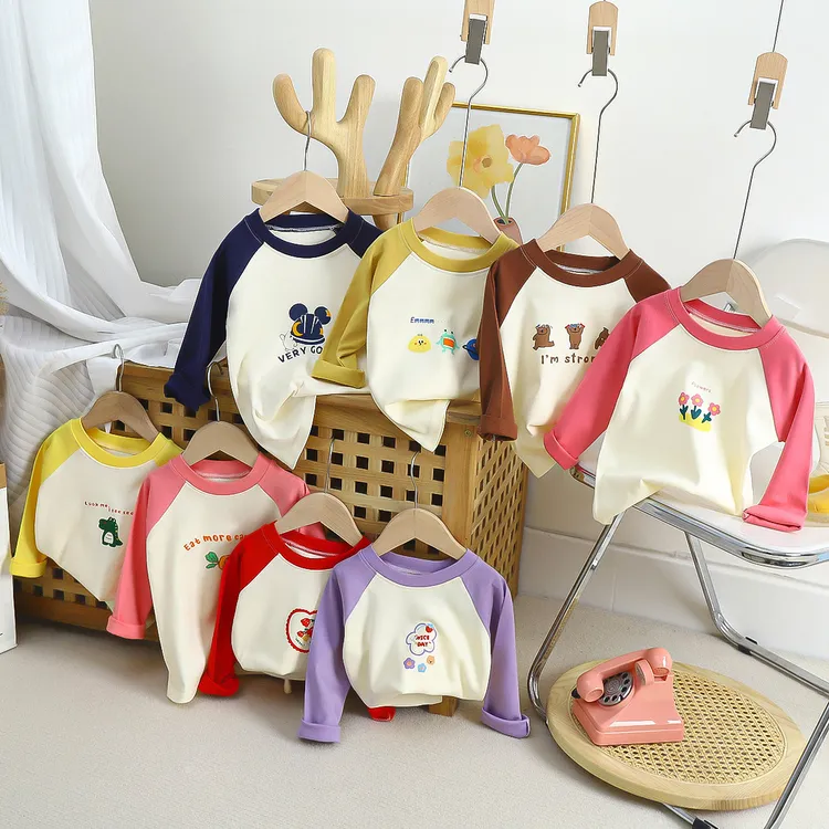 儿童插肩长袖T恤2025秋季印花打底衣圆领童装纯棉舒适