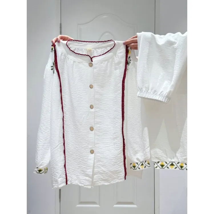 小众设计感碎花边长袖睡衣女简约休闲家居服可外穿套装SY241976